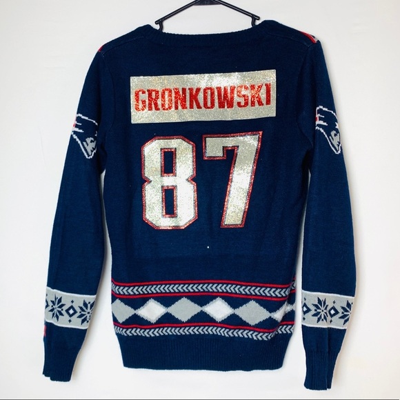 Official NFL Patriots Gronkowski glitter sweater M